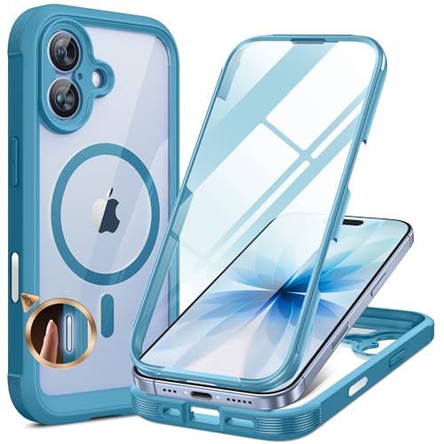 Miracase for iPhone 17 Case 6.3'', Full-Body Military Grade Drop Protection Outdoor Phone case with Built-in Glass Screen &Camera Control,Easy Installation,No Gap,Compatible with MagSafe,Blue - color: Magnetic Blue, size: iPhone 17