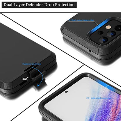 Compatible with Samsung Galaxy A53 5G Case, with Belt Clip Holster Heavy Duty Rugged Shockproof Full Body Protection Kickstand Phone case for Samsung Galaxy A53 5G (Black) - color: Black