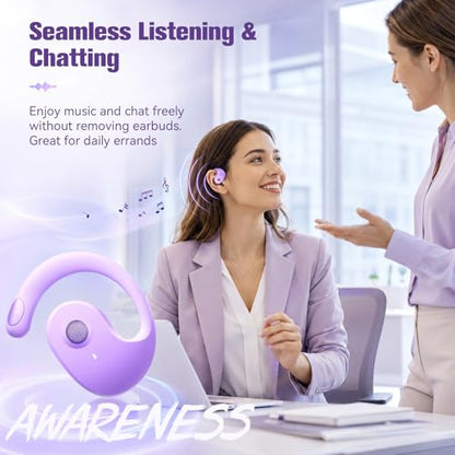 Xmenha Over The Ear Earbuds Open Ear Headphones Over The Ear Headphones - color: Purple, style: Normal