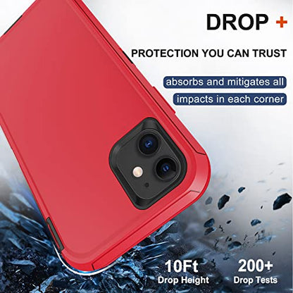 for iPhone 11 Case with Belt Clip Holster, 2 x Screen Protector, [Military Grade] Heavy Duty Full Body Shockproof Dust-Proof Drop Proof Rugged Protective Cover for Apple iPhone 11 Red - color: Red