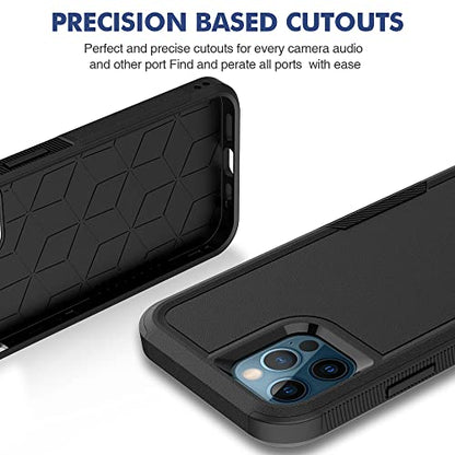 Heavy‑Duty Rugged Anti‑Drop Shockproof Protective Phone Case for iPhone 12/12 pro, Durable Protective Shell, Black - color: Black, size: iPhone 12/12 pro
