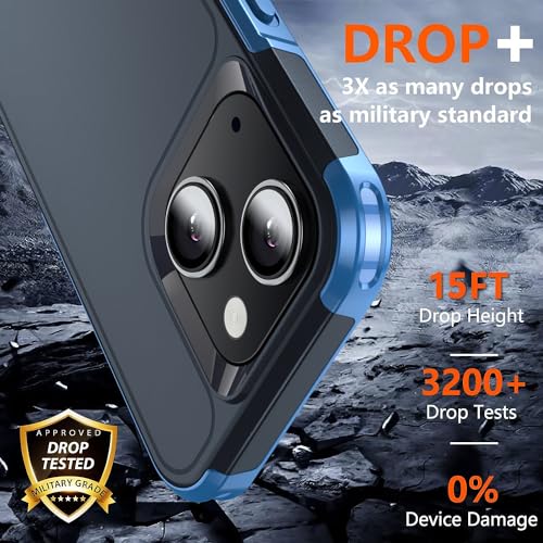 Shockproof for iPhone 15 Case,[15 FT Military Grade Drop Protection],with 2X [Tempered Glass Screen Protector ] with Air Bumpers Full-Body Protective Phone Case,Royal Blue - color: Royal Blue