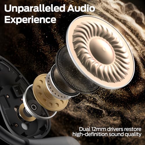 Monster Open Ear AC210 Headphones, Bluetooth 5.4 Earphones Stereo Sound, Wireless Headphones 30 Hours Playback, Type-C Charging, IPX5 Waterproof Open Ear Earbuds,Black