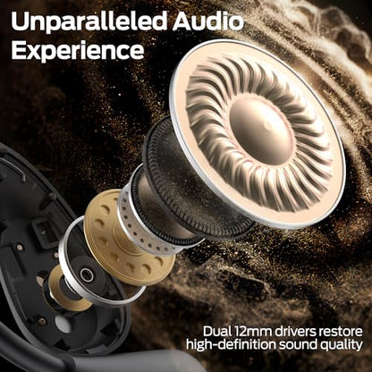 Monster Open Ear AC210 Headphones, Bluetooth 5.4 Earphones Stereo Sound, Wireless Headphones 30 Hours Playback, Type-C Charging, IPX5 Waterproof Open Ear Earbuds,Black