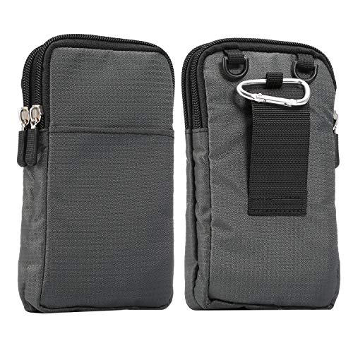 Crossbody Cell Phone Shoulder Bag, Cell Phone Belt Clip Pouch, 6.0" Small Crossbody Women Cell Phone Purse Wallet Bag with Shoulder Strap Zipper Smartphone Waist Holder Men Fanny Pack with Carabiner - color: Dark Gray 6.0 Inch (9*16.5*3.0CM)