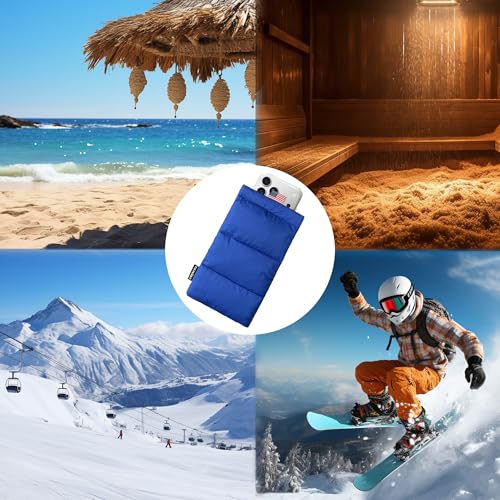 Thermal Phone Case Prevent OVERHEATING in The Sun, Cellphone Pouch for Camping Prevents Freezing, Extends Battery Life, Outdoor Warm Cover Bags for iPhone,Samsung Galaxy Blue - color: Blue