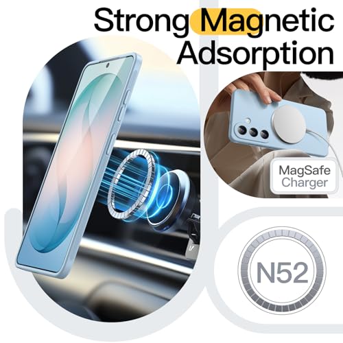 JETech Slim Magnetic Case for Samsung Galaxy S26, Anti-Slip, Sky Blue | Compatible with MagSafe, Full Camera Lens Protection, Soft TPU Cover, Shockproof - color: Sky Blue, size: Galaxy S26