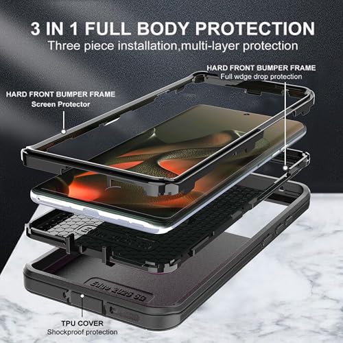 for Moto Edge 2025 Phone Case 3 in 1 Shockproof TPU Hard PC Bumper Drop-Proof Shell Black - color: Black