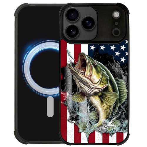 case for iPhone 17 Pro Max,Compatible with Magsafe,All-Round Protection Shockproof Anti-Scratches TPU Case Cover-Vital Bass Fish American Flag - color: Vital bass fish American flag, size: IPhone 17 Pro Max