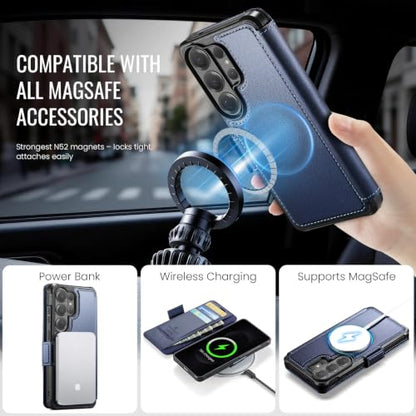 for Samsung S26 Ultra Slim Case Wallet Wireless Charging, Deepblue - color: Deep Blue, size: Samsung Galaxy S26 Ultra