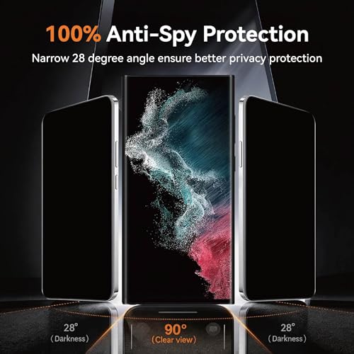 3+2+1 Pack Privacy Screen Protector Compatible for Samsung Galaxy S25 Ultra, Tempered Glass with Camera Lens Protector & Phone Case, Easy Install Frame, 9H Hardness, Bubble-Free, Anti-Spy 28° Viewing Angle, Full Coverage, Case Friendly - size: Galaxy S25