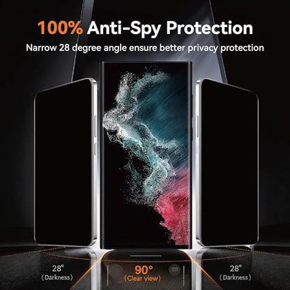 3+2+1 Pack Privacy Screen Protector Compatible for Samsung Galaxy S25 Ultra, Tempered Glass with Camera Lens Protector & Phone Case, Easy Install Frame, 9H Hardness, Bubble-Free, Anti-Spy 28° Viewing Angle, Full Coverage, Case Friendly - size: Galaxy S25