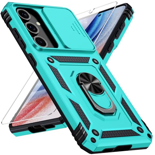 for Samsung Galaxy S23 Case with Camera Lens Cover, 10 FT Military Grade Drop Protection, Magnetic Ring Holder Kickstand Protective Phone Case, Ice Green - color: Ice Green