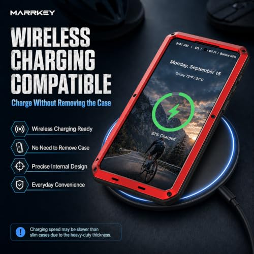 Metal Case for Samsung Galaxy S26 Case 6.3",Full Body Protective Cover Heavy Duty Shockproof [Tough Armour] Aluminum Alloy Case with Silicone Built-in Screen Protector - Red - color: Red