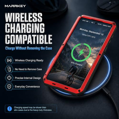 Metal Case for Samsung Galaxy S26 Case 6.3",Full Body Protective Cover Heavy Duty Shockproof [Tough Armour] Aluminum Alloy Case with Silicone Built-in Screen Protector - Red - color: Red