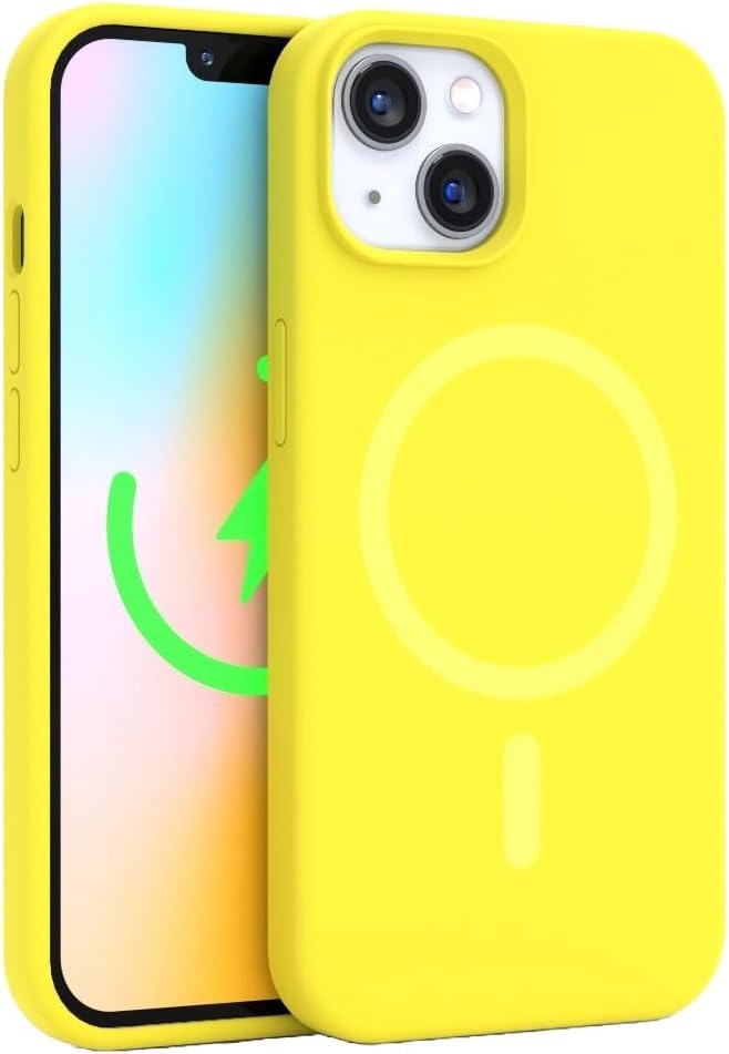 FELONY CASE for iPhone 14 Plus Neon Yellow MagSafe Liquid Silicone Case | Soft Touch Slim Cover with Anti-Scratch Microfiber Lining, 360° Shockproof & Full Body Protection - color: Neon Yellow, size: iPhone 14 Plus w MagSafe