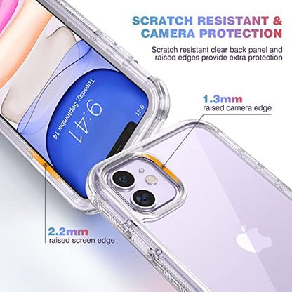Diaclara Compatible with iPhone 11 Case, Full Body Rugged with Built-in Touch Sensitive Anti-Scratch Screen Protector, Soft TPU Bumper Case Clear Compatible with iPhone 11 6.1" (Crystal Clear) - color: Clear, size: iPhone 11