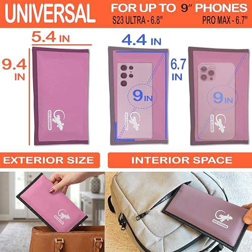 Gecko Travel Tech Faraday Bag Anti-Tracking GPS RFID Car Key Signal Blocker Wallet Shielding Pouch Protective Case for Cell Phone Car Key FOB, Data Privacy, Electronic Device Security (LIGHT PINK) - color: LIGHT PINK