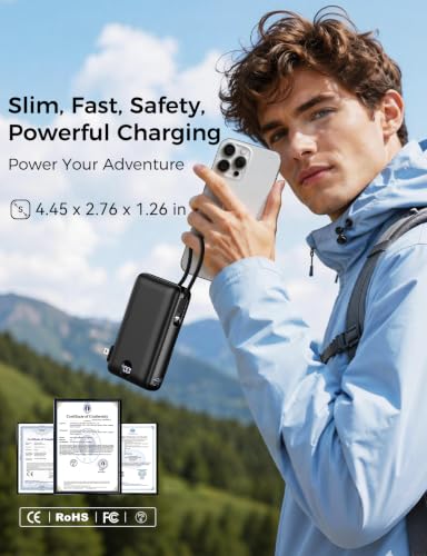 Portable Charger Power Bank 50000mAh Massive Capacity with Wall Plug Black - color: Black