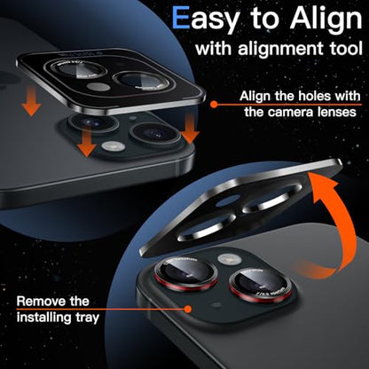 JETech Camera Lens Protector for iPhone 15/15 Plus, Black+Red, 1 Set - size: iPhone 15/15 Plus