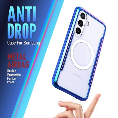 for Samsung Galaxy S26+ Plus Phone Case, Compatible with MagSafe,[20FT Mil-Grade Drop Protection], Durable Anodized Shockproof Aluminum Frame Slim,Galaxy S26+,Iridescent - color: S26+ Gilded Blue