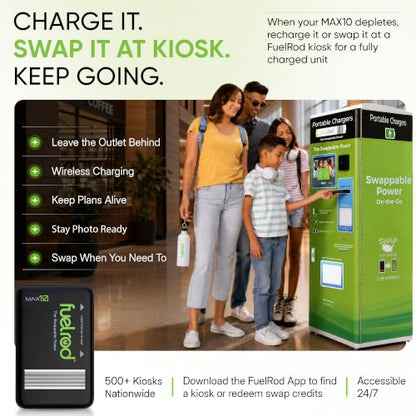 FuelRod MAX10 Swappable Power Charger | 10,000mAh USB-C Battery