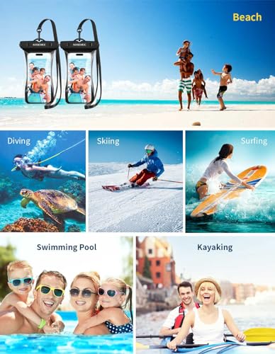 Waterproof Phone Case with Lanyard, Universal Waterproof Phone Pouch Floating[2 Pack], 2025 Phone Water Protector Pouch for Vacation Beach Pool Kayak Cruise Travel Essentials Accessories