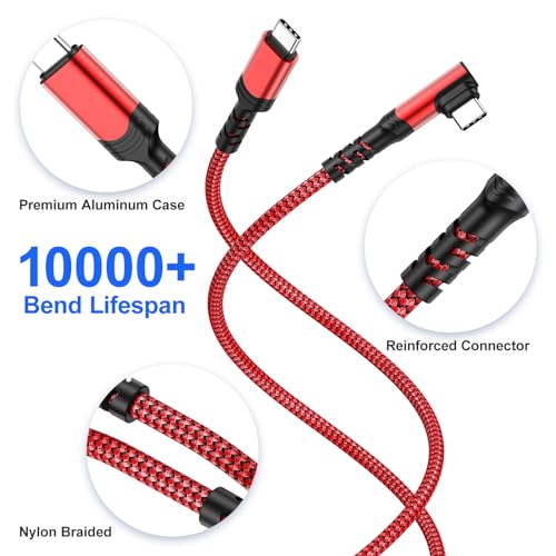 60W Short USB C to USB C Cable(1FT,3Pack),Right Angle USB C Charging Cable - color: Red, size: 1FT+1FT+1FT