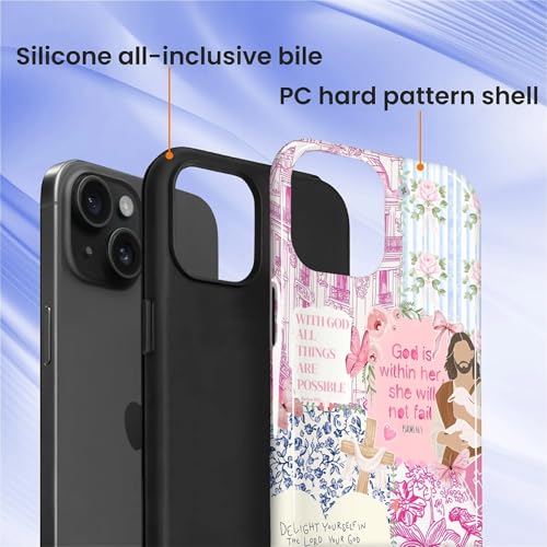 Case Designed for iPhone 13 14, Hybrid 2-Layer Case, Military-Grade Protection Durable Shockproof Anti-Scratch Phone Case, Pink Blue Jesus Collage - color: A Pink Blue Jesus Collage, size: Iphone 13/14