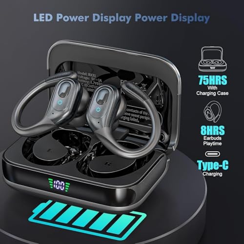 Wireless Earbuds, Sports Bluetooth Headphones, 75Hrs Playtime Ear Budset