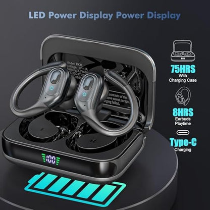 Wireless Earbuds, Sports Bluetooth Headphones, 75Hrs Playtime Ear Budset