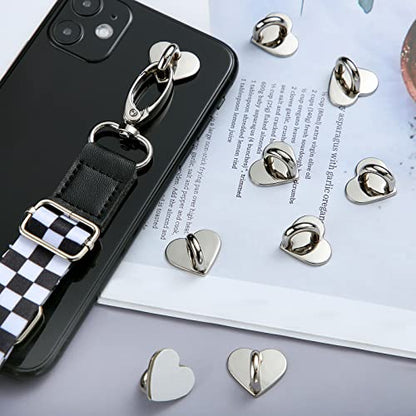 Moxweyeni 8 Pcs Heart Phone Charm Hook,Silver - color: Silver