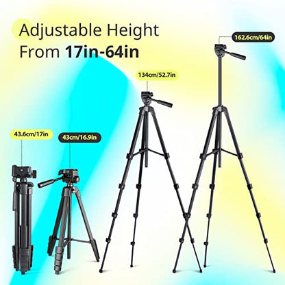 Sensyne 64" Camera Tripod Stand for iPhone & iPad, Phone Holder with Remote - size: 64-inch