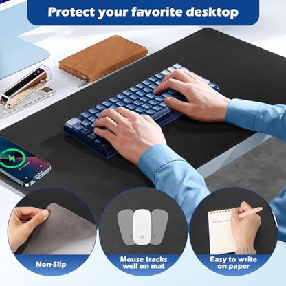 Wireless Charging Desk Mat, Mouse Pad, Black-L, 36 * 17inch - color: Black-l, size: 36" x 17"