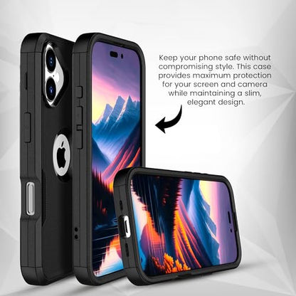 MXX for iPhone 17 Case, Heavy Duty 3 in 1 Wing Design Protective Cover with MagSafe, Phone Case 2025 (Black) - color: Black, size: iPhone 17