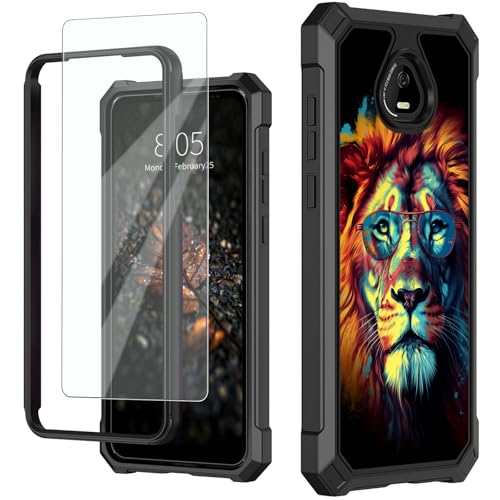for Schok Volt Sv67q Sv67332 Case with Screen Protector, Military Grade Drop Protection, Dual Layer Hybrid Shockproof Protection TPU Phone Case for Schok Volt Sv67q, Lion - color: Lion