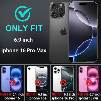 for iPhone 16 Pro Max Case with 2Pcs Tempered Glass Screen Protector, Military Grade 3 in 1 Heavy Duty Shockproof/Drop Proof/Dust Proof Case (Wine Red/Rose Pink) - color: Wine Red/Rose Pink