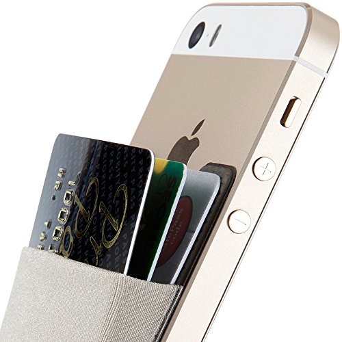 Sinjimoru Cell Phone Wallet Stick on, Card Holder for Back of Phone, Grey - color: Grey