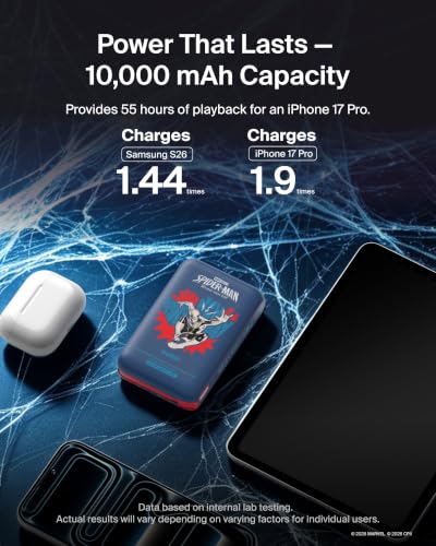 Belkin Marvel Spider-Man 10000mAh 20W USB C Power Bank, Portable Charger - color: Spider Man, style: 10K mAh