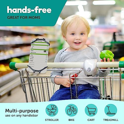 Hoovy Stroller Phone Mount | Silicone Stroller Phone Holder | Cell Phone Holder for Strollers, Shopping Carts, or Handlebars | Phone Holder Mount for Strollers