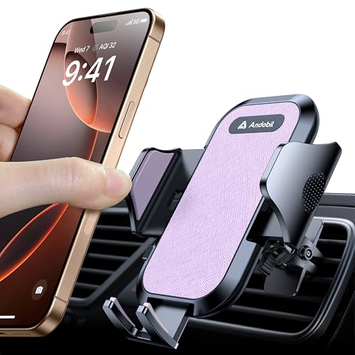 andobil 2026 Upgraded Car Phone Holder Mount, Military-Grade Phone Holders for Your Car Vent Stable Metal Clip Universal 360° Cell Phone Car Mount for iPhone 18 Pro Max 17/16/15/14/13/ Samsung, Purple - color: Purple