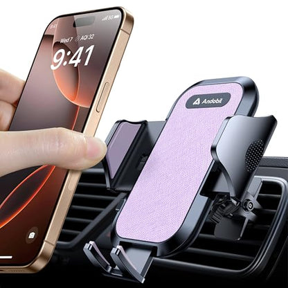 andobil 2026 Upgraded Car Phone Holder Mount, Military-Grade Phone Holders for Your Car Vent Stable Metal Clip Universal 360° Cell Phone Car Mount for iPhone 18 Pro Max 17/16/15/14/13/ Samsung, Purple - color: Purple