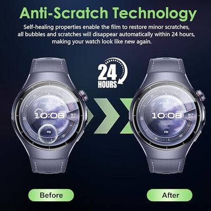 Compatible for Huawei Watch 5 46mm screen protector, Anti-Scratch 3D Full Screen Coverage flim, Case Friendly, HD Ultra, 4 PACK - size: Huawei Watch 5 46mm