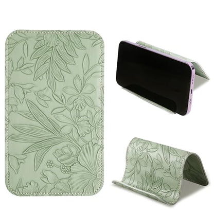 Airplane Travel Essentials for Flying Flex Flap Cell Phone Holder & Flexible Tablet Stand for Desk, Bed, Treadmill, Home & in-Flight Airplane Travel Accessories(1-Carved Green2) - color: 1-Carved Green2