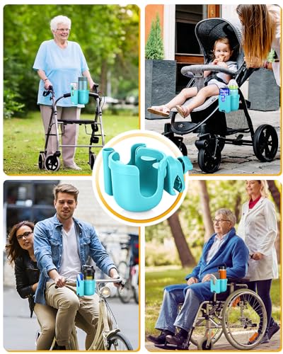 BUNDLEPRO Stroller Cup Holder with Phone Holder, 2-in-1, Blue - color: BLUE