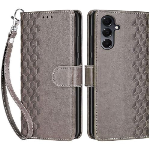 Wallet Case for Samsung Galaxy A16 5G, Gray Cube | Women Flip Folio Cover, Embossed PU Leather, Stand, Credit Card Holders Slots, Wrist Strap - color: 2