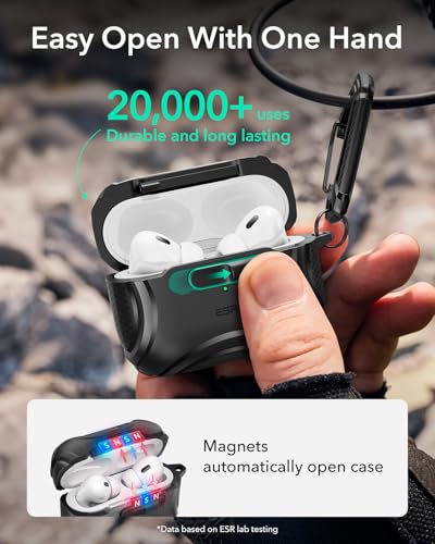 ESR for AirPods Pro 2 Case, Compatible with MagSafe, Cyber Series, Black - color: Black, size: AirPods Pro 2&1 Case