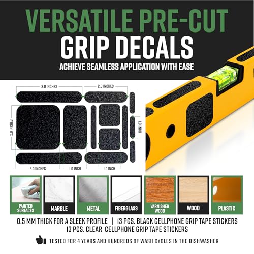 Dragon Grips 13pc Rubber Grip Tape, Non-Slip Adhesive Phone Grip Stickers - color: Black, size: 2 pack