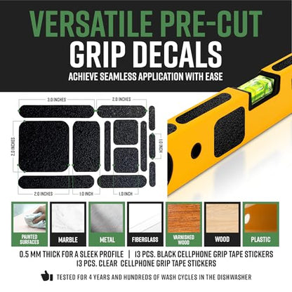 Dragon Grips 13pc Rubber Grip Tape, Non-Slip Adhesive Phone Grip Stickers - color: Black, size: 2 pack