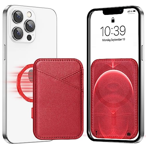 Miroddi for MagSafe Wallet, Ultra-Thin Magnetic Wallet with 2 Card Slots | RFID Blocking, No More Falling, Strongest Magnetic Card Holder for iPhone 17/16/15/14/13/12 Series & Pixel 10 Series, Red - color: Red